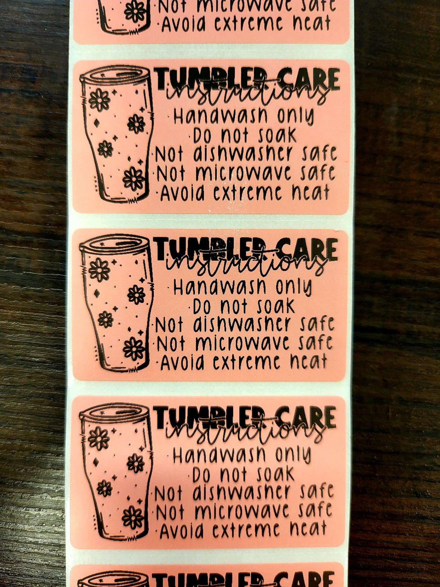 Tumbler Care Stickers