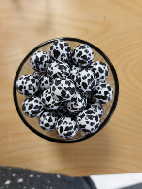 Cow Print Bubblegum Beads