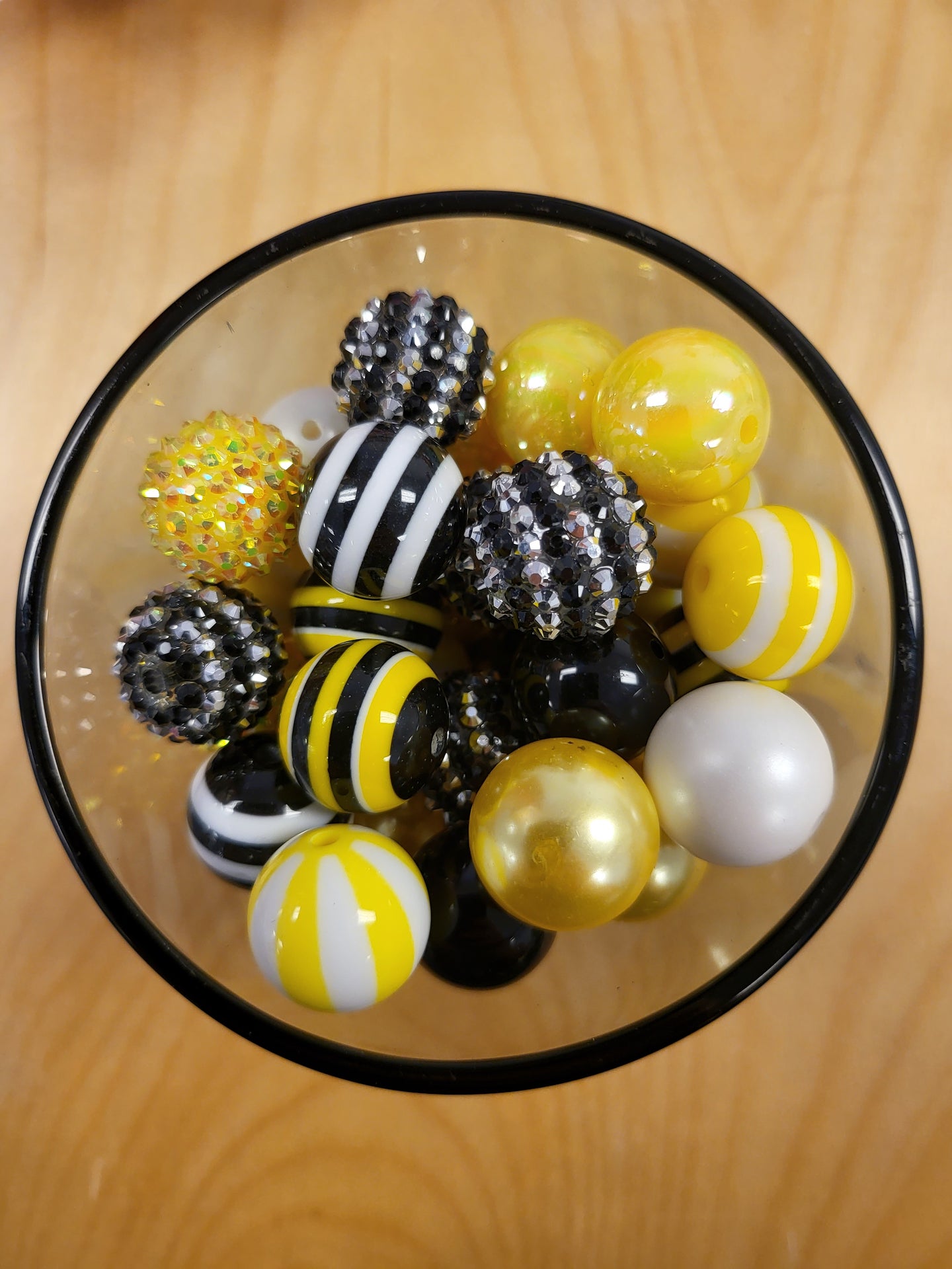 Yellow/Black Specialty Mix Bubblegum Beads