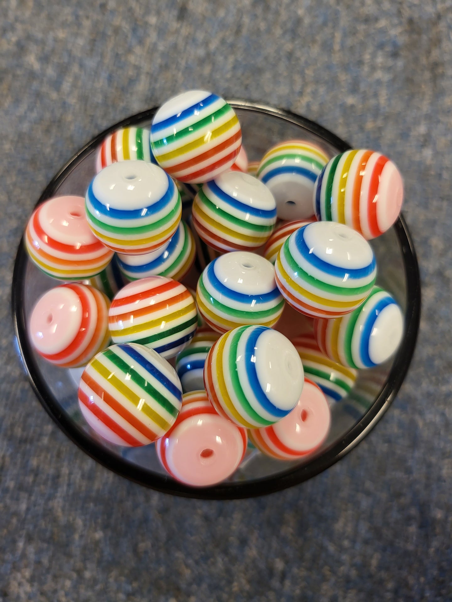 Rainbow Striped Bubblegum Beads