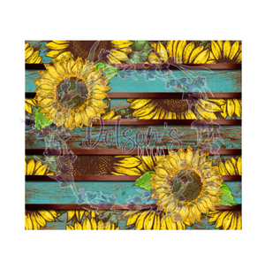Teal Wooden Sunflower Sublimation Wrap