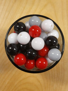 Red, White, Black & Grey Mixed Bubblegum Beads